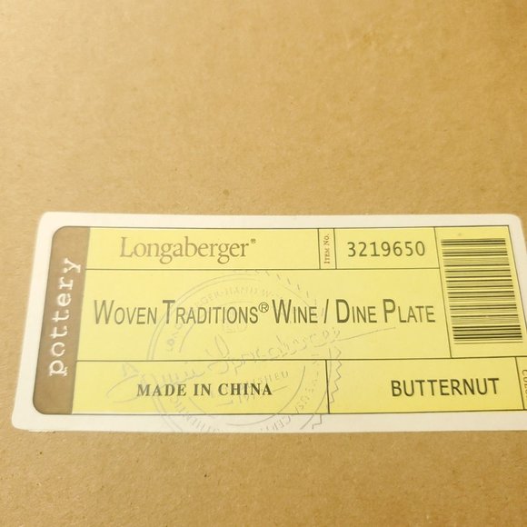 Longaberger 3219650 Butternut Ceramic Pottery Woven Traditions Wine Dine Plate - Picture 5 of 9